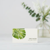 CARTE DE VISITE FOLIE DE FEUILLES DE MONSTERA VERT TROPICALE (Debout devant)