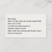 Carte De Visite Folie du matin : Café d'abord, questions plus tard (Dos)