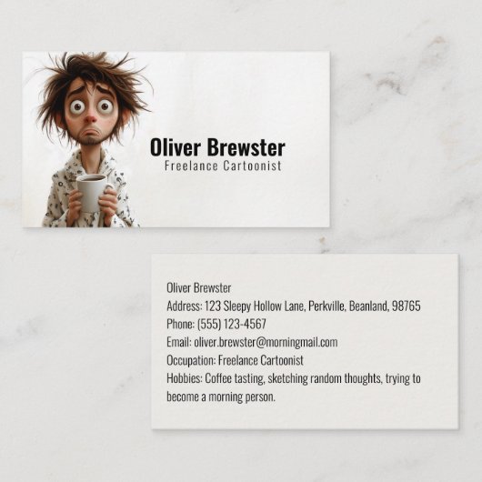 Carte De Visite Folie du matin : Café d'abord, questions plus tard (Devant / Derrière)