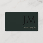 Carte De Visite Foncé Obsidienne Kaki Noir Monogramme Code QR Mode (Devant)