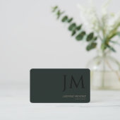 Carte De Visite Foncé Obsidienne Kaki Noir Monogramme Code QR Mode (Debout devant)