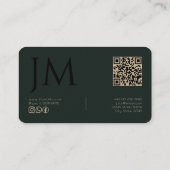 Carte De Visite Foncé Obsidienne Kaki Noir Monogramme Code QR Mode (Dos)