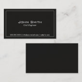Carte de visite foncé simple d'ingénieur civil (Devant / Derrière)