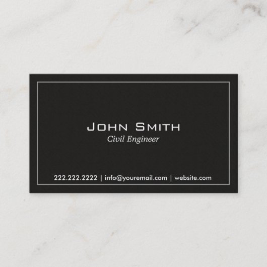 Carte de visite foncé simple d'ingénieur civil (Devant)