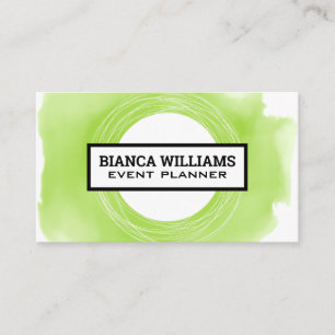 Carte De Visite Fond aquarelle vert Artistique
