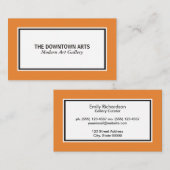 Carte De Visite Fond blanc Bordures noires / Orange (Devant / Derrière)