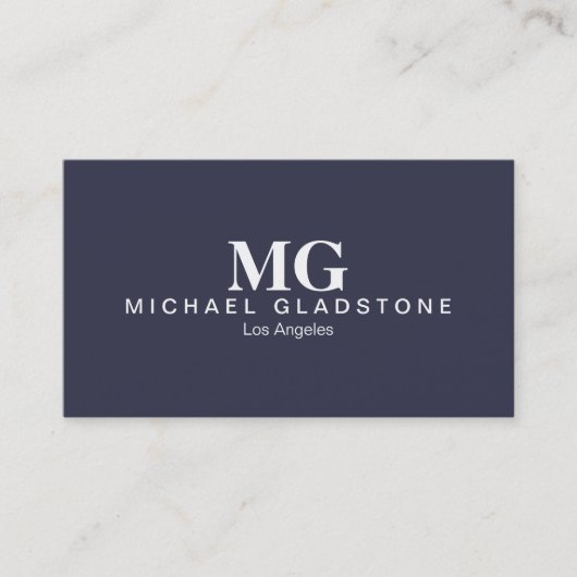 Carte De Visite Fond Bleu Monogramme (Devant)