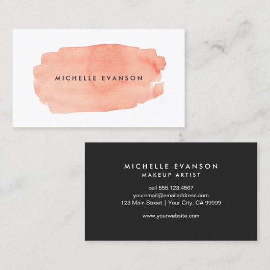 Carte De Visite Fond d'aquarelle brosse (Devant / Derrière)