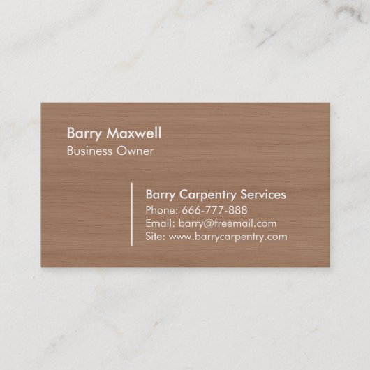 Carte De Visite Fond de grain de texture de bois Menuiserie (Devant)