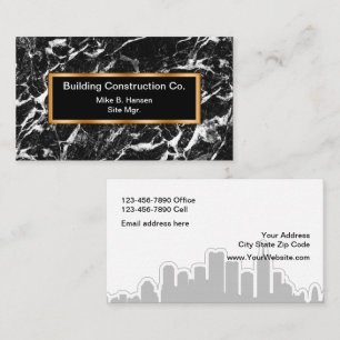 Carte De Visite Fond de marbre de construction chic