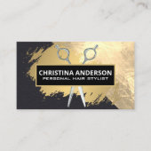 Carte De Visite Fond d'or | Ciseaux | Or brossé (Devant)