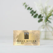 Carte De Visite Fond d'or | Logo des immeubles d'entreprise de lux (Debout devant)