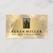 Carte De Visite Fond d'or | Logo des immeubles d'entreprise de lux (Devant)