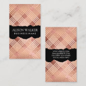 Carte De Visite Fond et lignes rose or | Texture tordue (Devant / Derrière)
