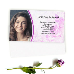 Carte De Visite Fond floral rose professionnel personnalisé avec p