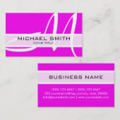 Carte De Visite Fond magenta moderne monogramme (Devant / Derrière)