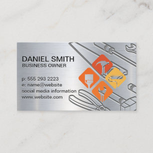 Carte De Visite Fond métallique Outils de constructeur Rénovat
