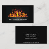 Carte De Visite Fond noir flammes orange feu (Devant / Derrière)
