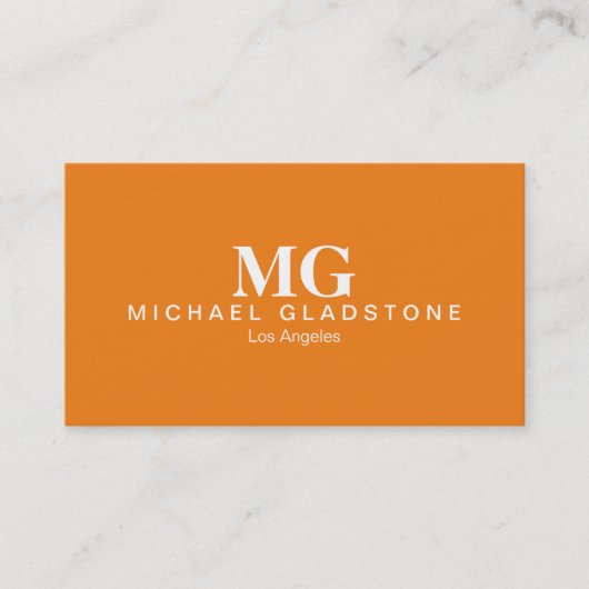 Carte De Visite Fond orange monogramme (Devant)