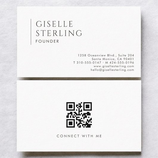 Carte De Visite Fondateur Code QR Professionnel Moderne