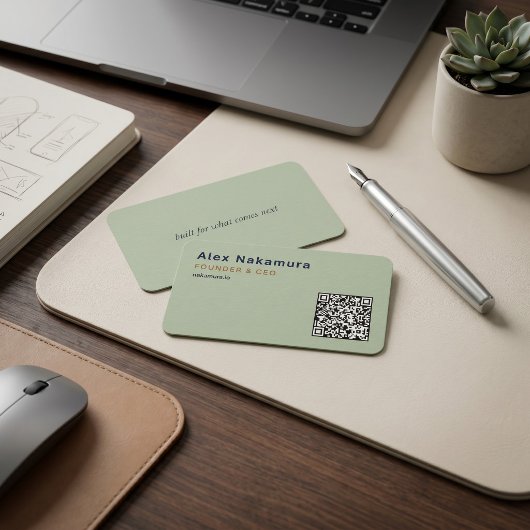 Carte De Visite Fondateur de startup technologique Code QR minimal