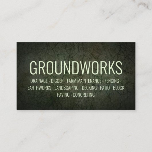 Carte De Visite Fondements Paysage Architecte Vert foncé (Devant)