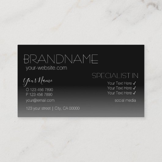 Carte De Visite Font de miroir noir et blanc élégant Simplement él (Dos)