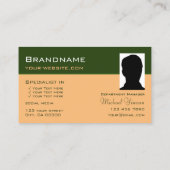 Carte De Visite Forest Green et Peach avec Photo Professional (Dos)