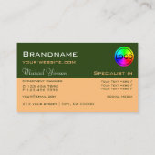 Carte De Visite Forest Green et Peach Chic avec logo professionnel (Dos)