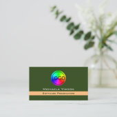 Carte De Visite Forest Green et Peach Chic avec logo professionnel (Debout devant)