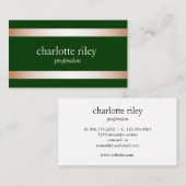 Carte De Visite Forest Green | Moderne Rose Gold Stripes élégant (Devant / Derrière)