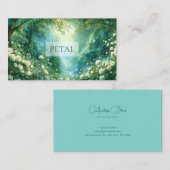 Carte De Visite Forest Landscape Waterfall White Rose Floral (Devant / Derrière)