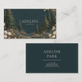 Carte De Visite Forêt de nuit céleste Starry Floral (Devant / Derrière)