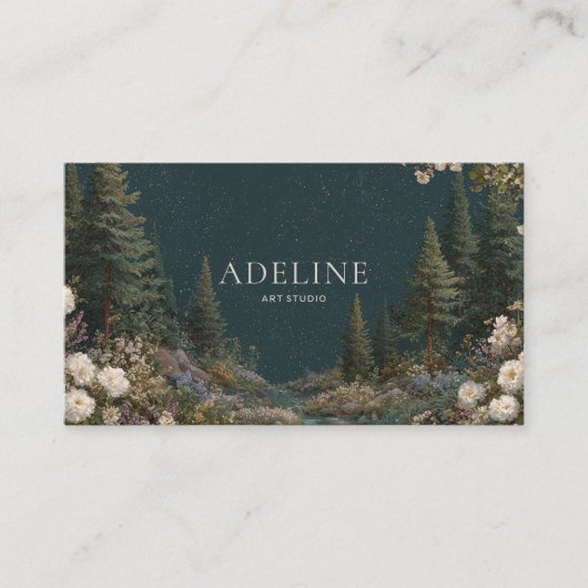 Carte De Visite Forêt de nuit céleste Starry Floral (Devant)