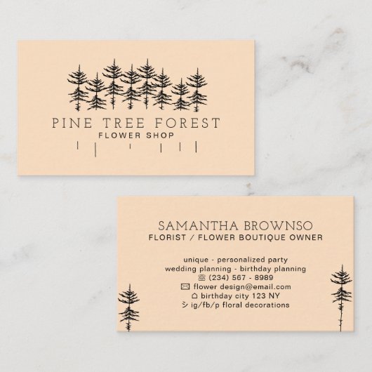 Carte De Visite Forêt de pins oranges (Devant / Derrière)
