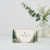 Carte De Visite Forêt de pins rustiques Bois d'hiver (Debout devant)