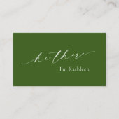 Carte De Visite Forêt d'olive simple Vert Élégant Moderne (Devant)