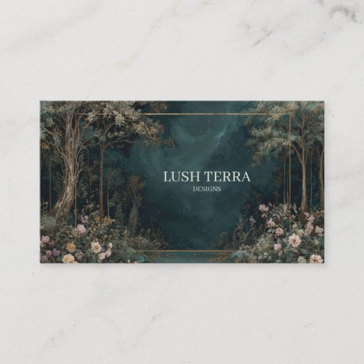 Carte De Visite Forêt Enchantée Nocturne et Florale (Devant)