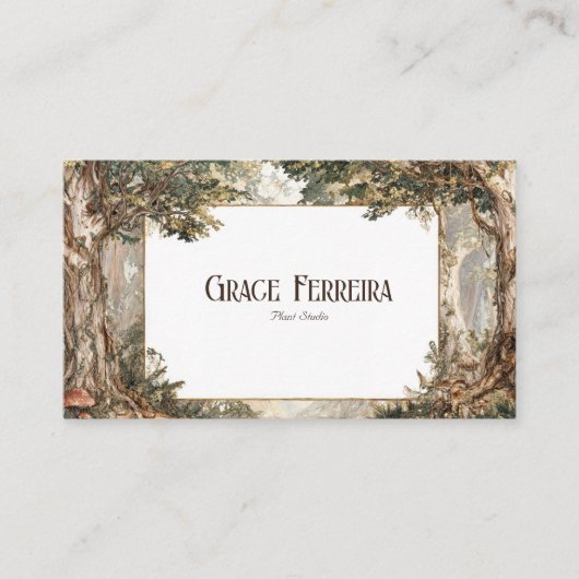 Carte De Visite Forêt Enchantée Rustique & Champignons (Devant)