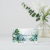 Carte De Visite Forêt enchantée Turquoise et or aquarelle (Debout devant)