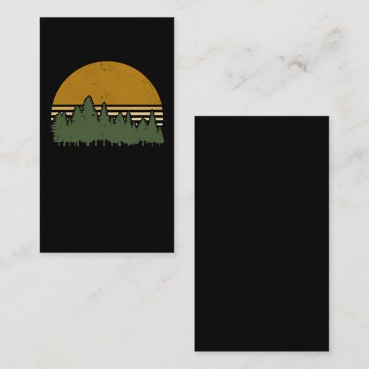 Carte De Visite Forêt rétro Silhouette Coucher de soleil Environne (Devant / Derrière)
