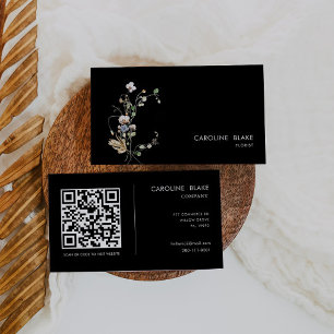Carte De Visite Forêt sauvage Minimaliste Floral Simple Qr Code