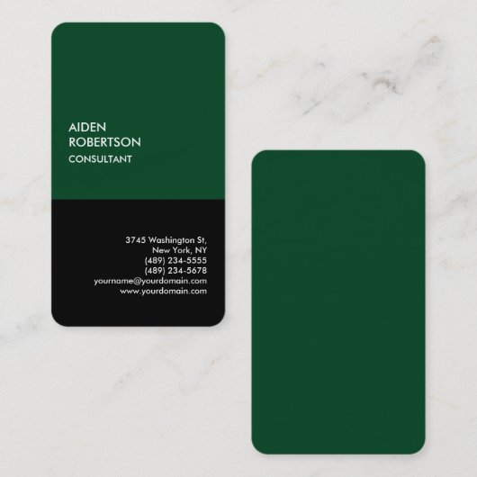 Carte De Visite Forêt spéciale exclusive Vert noir moderne unique (Devant / Derrière)