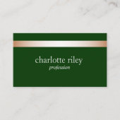 Carte De Visite Forêt Vert moderne Rose or rayé élégant  (Devant)