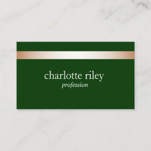 Carte De Visite Forêt Vert moderne Rose or rayé élégant 