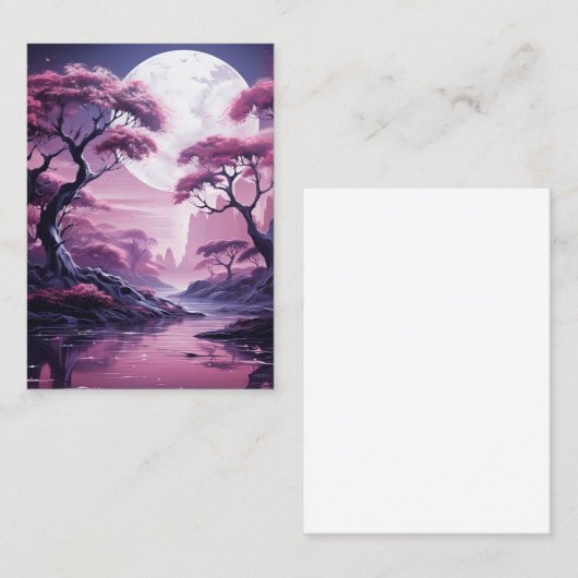 Carte De Visite Forêt violette en Arrière - plan lunaire (Devant / Derrière)