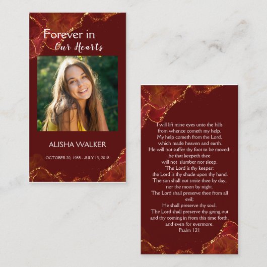 Carte De Visite Forever in Our Hearts Photo Funeral Prayer Card (Devant / Derrière)
