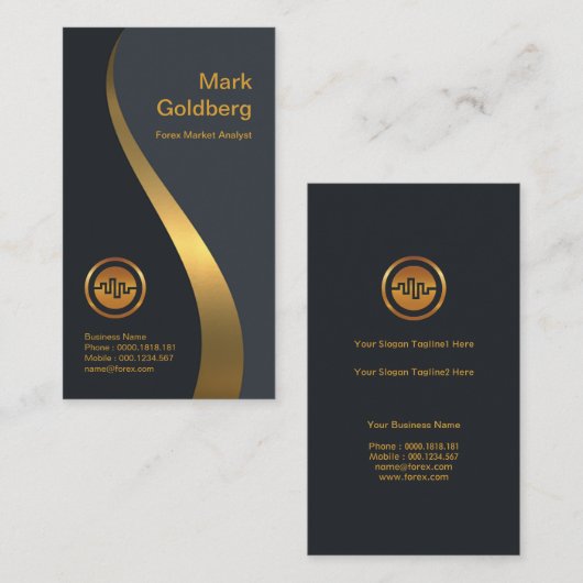 Carte De Visite Forex luxueux simples de graphique de vague de (Devant / Derrière)