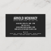 Carte De Visite Forfait personnel fitness noir et blanc moderne (Dos)