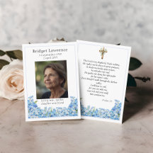 Forget-me-nots Memorial Photo Psalm 23 Prayer Card